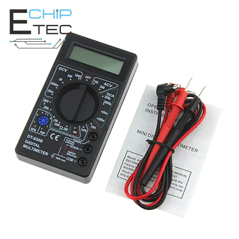 

Free shipping 1PCS DT830B AC/DC LCD digital multimeter voltmeter ammeter Ohm tester High safety handheld digital multimeter