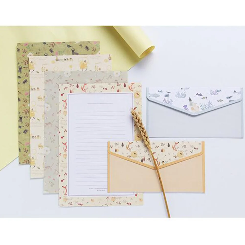 Flower Printing Envelope and Letter Paper Set 45pcs For School