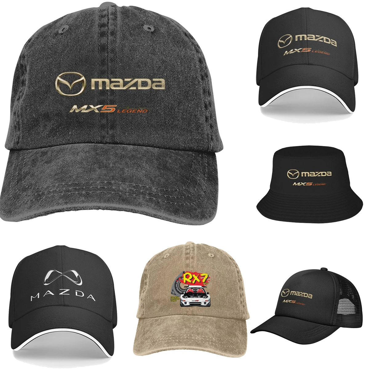 Vintage Mx-5 Baseball Cap Unisex Distressed Denim Hat For Men_voghion.com