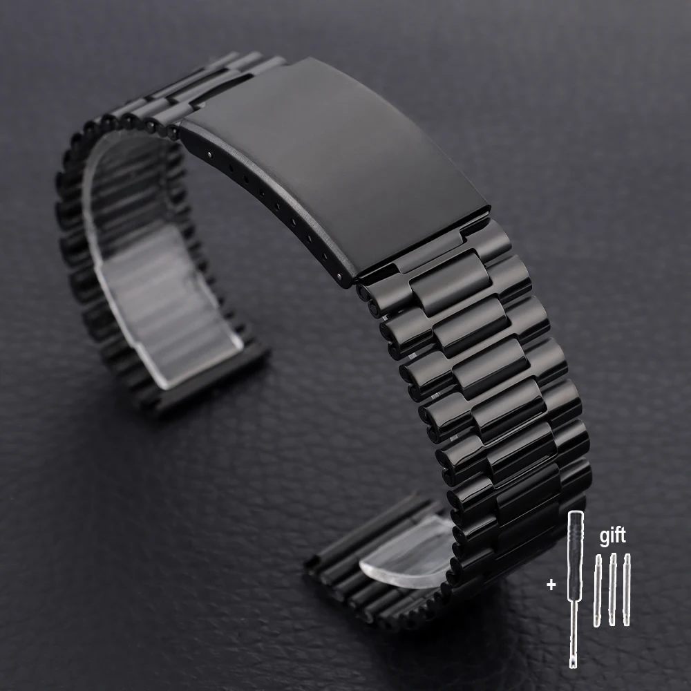 Elegant Two-Tone Stainless Steel Bracelet Watch Band with Folding Clasp