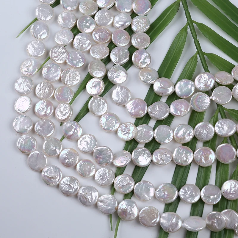 10-11mm Coin Shape Natural Freshwater Loose Wholesale Flat Bead Strand Pearl 6