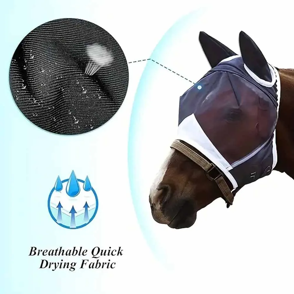 Horse Mask Adjustable Breathable Anti-uv Anti-mosquito Pet Eye Shield Mesh Fly Protective Cover horse mask