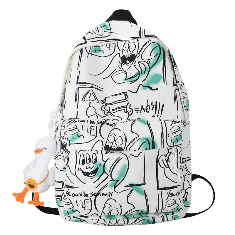 Fashion Nylon Backpack High Capacity Woman Student School Bag Autumn New Graffiti Shoulder Bag Female Luxury Brand Backpacks 