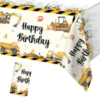 Construction Theme Tablecloth Birthday Decoration Baby Shower for Boys Excavator Truck Tractor Construction Birthday Party Decor 1