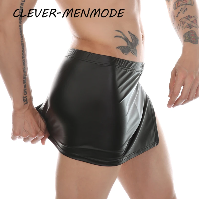 Men's Sexy PU Leather Side Opening Skirt