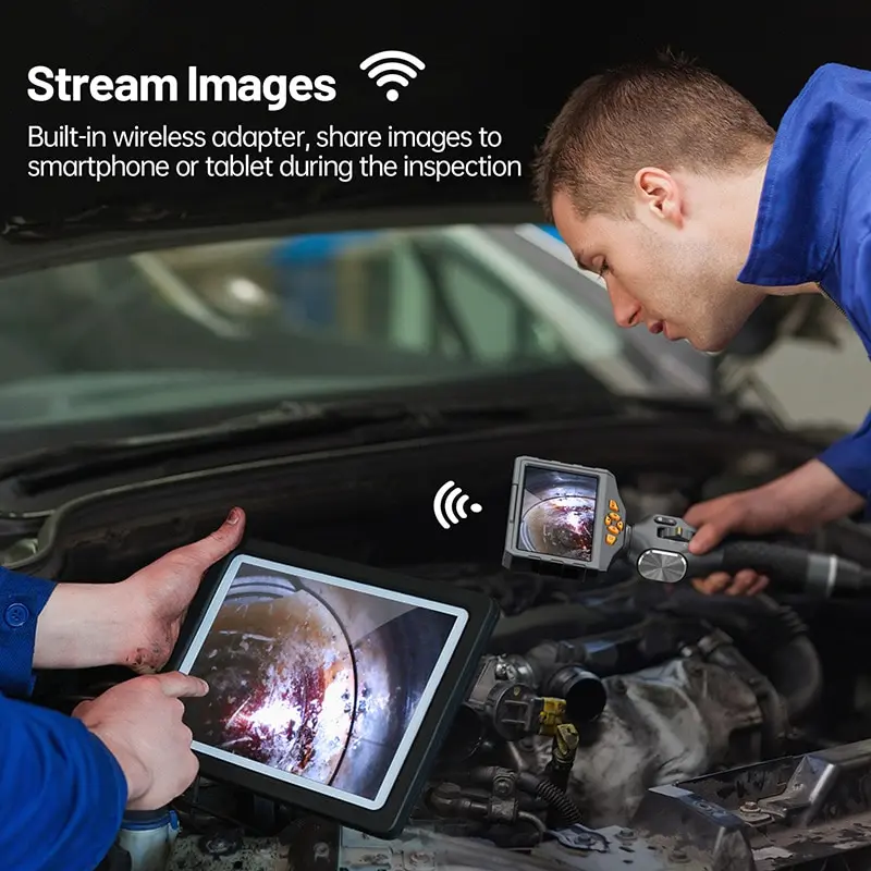 TESLONG TD500 3.9MM Lens Articulating Borescope 1080P 5 Inch IPS Screen Two Way 360° Steering Endoscope Camera with WIFI 5