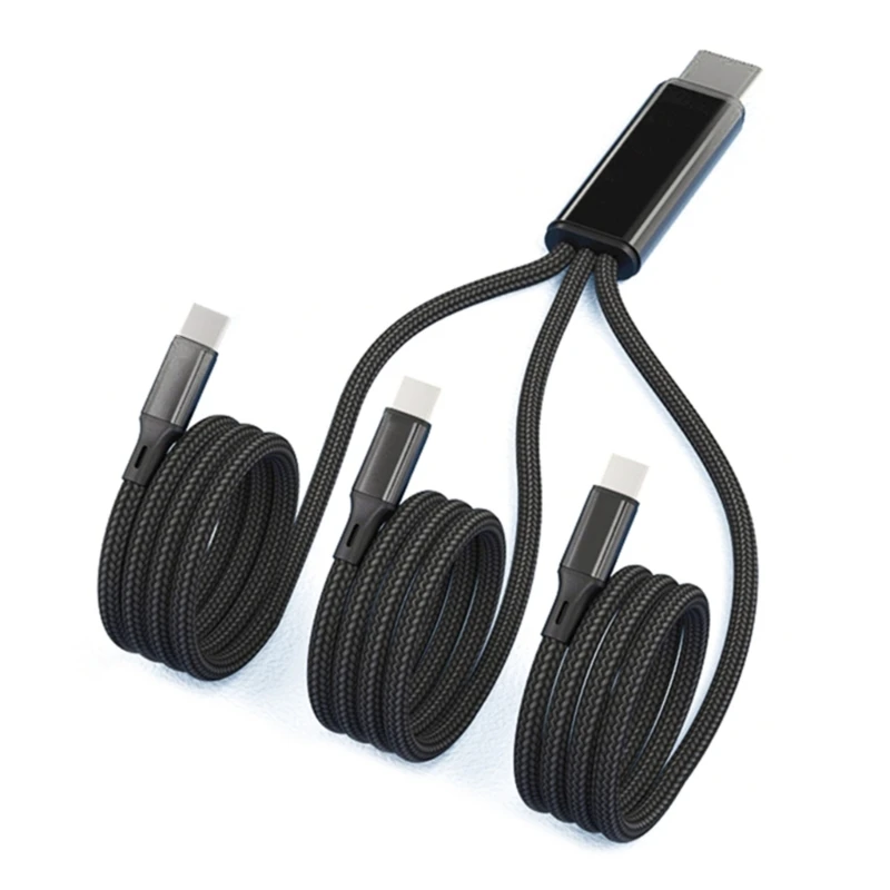 Triple USB-C Fast Charging Cable - 3-in-1 Multi-Port Charger Cord for Simultaneous Device Charging