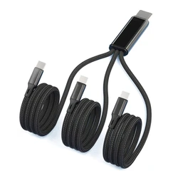 Triple USB - C Fast Charging Cable - 3 - in - 1 Multi - Port Charger Cord for Simultaneous Device Charging (Black)