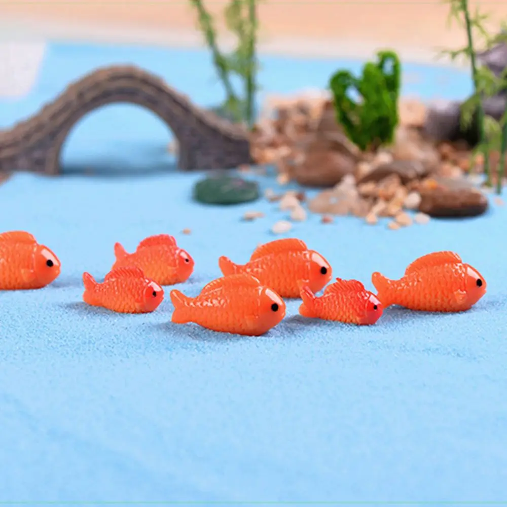 Flower,Leaf Aquarium Ornament Red Fish Micro Landscape Pond Scene Miniature Goldfish Figurine Resin Crafts Fish Tank Decor