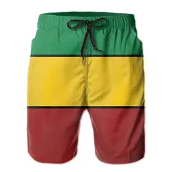 Short de plage décontracté pour hommes, respirant, séchage rapide, drôle, drapeau Rasta jaune et rouge, pantalon hawaïen à rayures, offre spéciale, été 