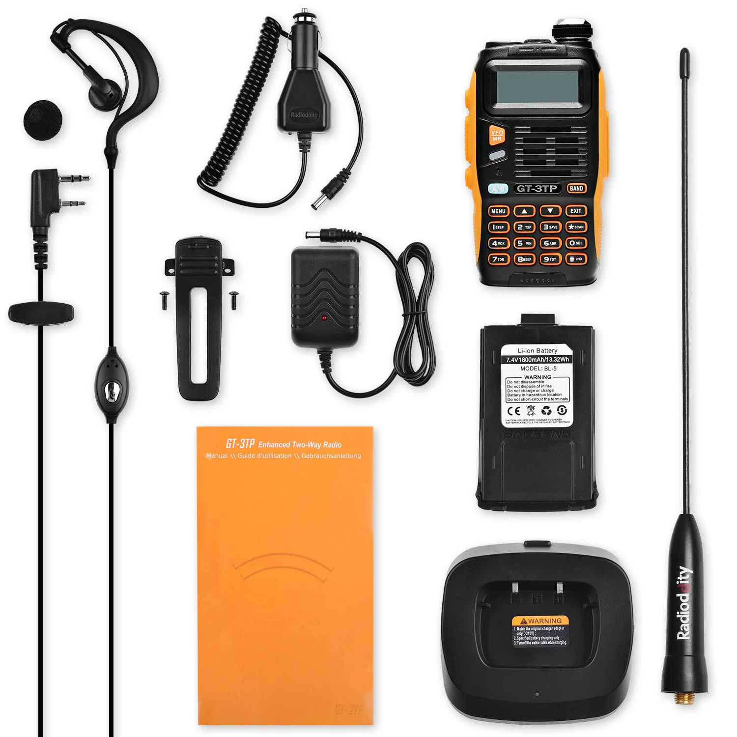 Baofeng GT-3TP Mark III 8W/4W/1W Dual Band Walkie Talkies, 8W Hign Power, with Car Charger, 1pcs 6