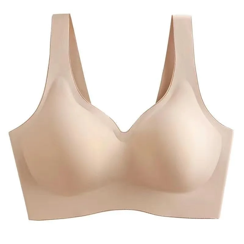 

MIKI Ice Silk Thai Latex Bestie Bra No Wires Sleeping Invisible Form Seamless Sports Contrast Color Bra