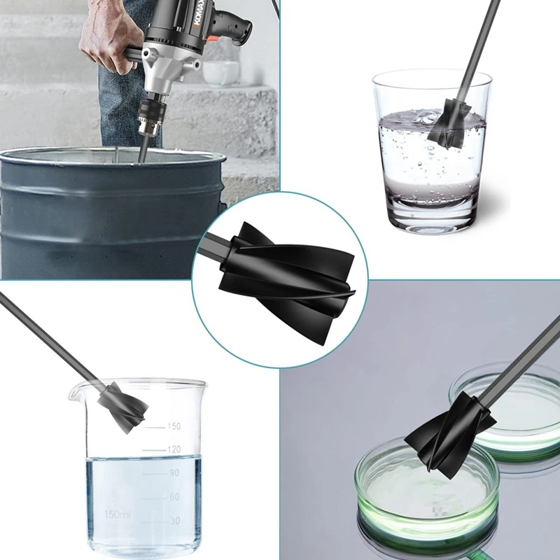5Pcs Resin Mixer Paddles With 2 Extension Rods Reusable Paint Mixer Paint Stirrer Drill Attachment
