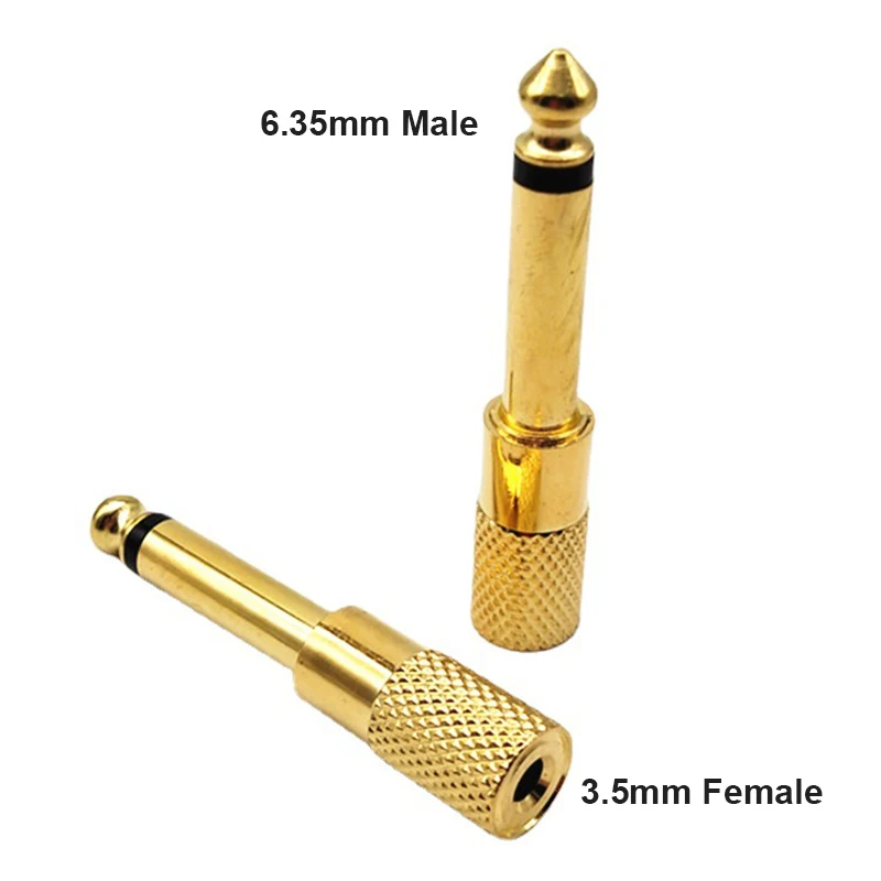 Premium 6.35mm to 3.5mm Mono Jack Plug Connector - Gold-Plated Aux Audio Adapter