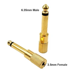 Premium 6.35mm to 3.5mm Mono Jack Plug Connector - Gold - Plated Aux Audio Adapter (1PC Mono6.5 to 3.5)