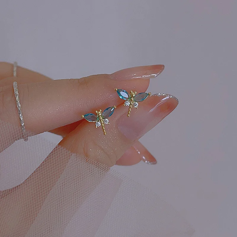 Koreanische Exquisite Libelle Herz Schmetterling Ohrringe Für Frauen Bling Zirkon Stud Ohrring Mädchen Hochzeit Party Süße Schmuck Brincos – Detail 12