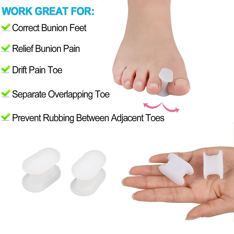 Gel Toe Separator 2/4Pcs Hallux Valgus Bunion Corrector Toe Protector Spacer