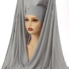 Hijab instantané en mousseline de soie avec boucle magnétique, couleur unie, écharpe musulmane pour femme, Turban islamique, bandeau à la mode, châle, nouvelle collection
