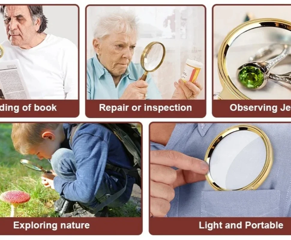 10 X Portable Handle Handheld Magnifying Glass Magnifier High-Magnification High-Definition Jewelry Loupe 70/80/90/100mm
