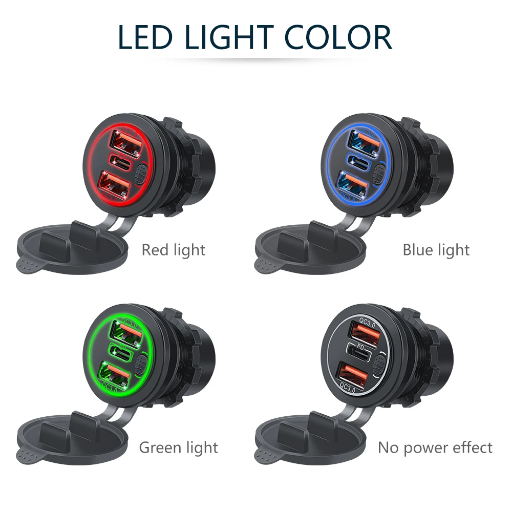  QC 3.0 USB  PD CŸ Ʈ  ڵ , ġ ġ , ڵ Ʈ ؾ RV , 68W, 12-24V