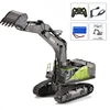 HUINA 1593 RC Excavator Rotation Alloy Green 1:14 22CH RC Remote Control Truck Toys Screw Drive Double Track Engineering Vehicle 2