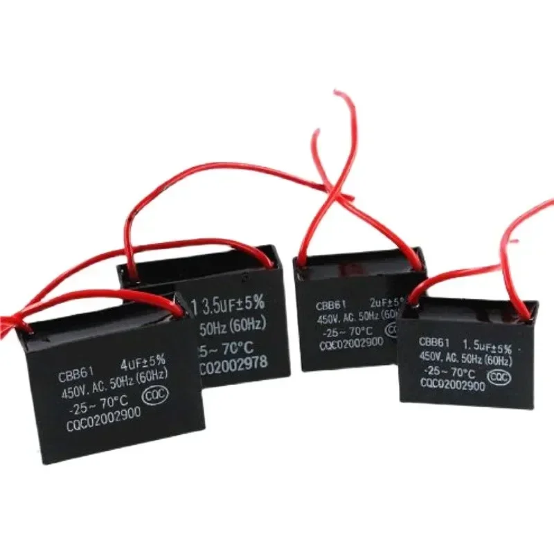 CBB61 Fan starting capacitor 450V 0.8/1/1.2/1.5/2/2.5/3/3.5/4/4.5/5/6/7/8/10/12/14/15/16/18/20/25UF For Range hood For 400V 500V fan capacitor