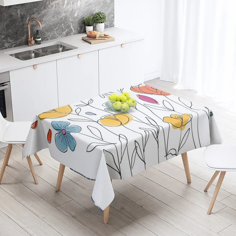 Morandi Grey Abstract Tablecloth Nordic-style Machine Washable Tablecloth Coffee Table Dining Table Dual-use Home Decor 5