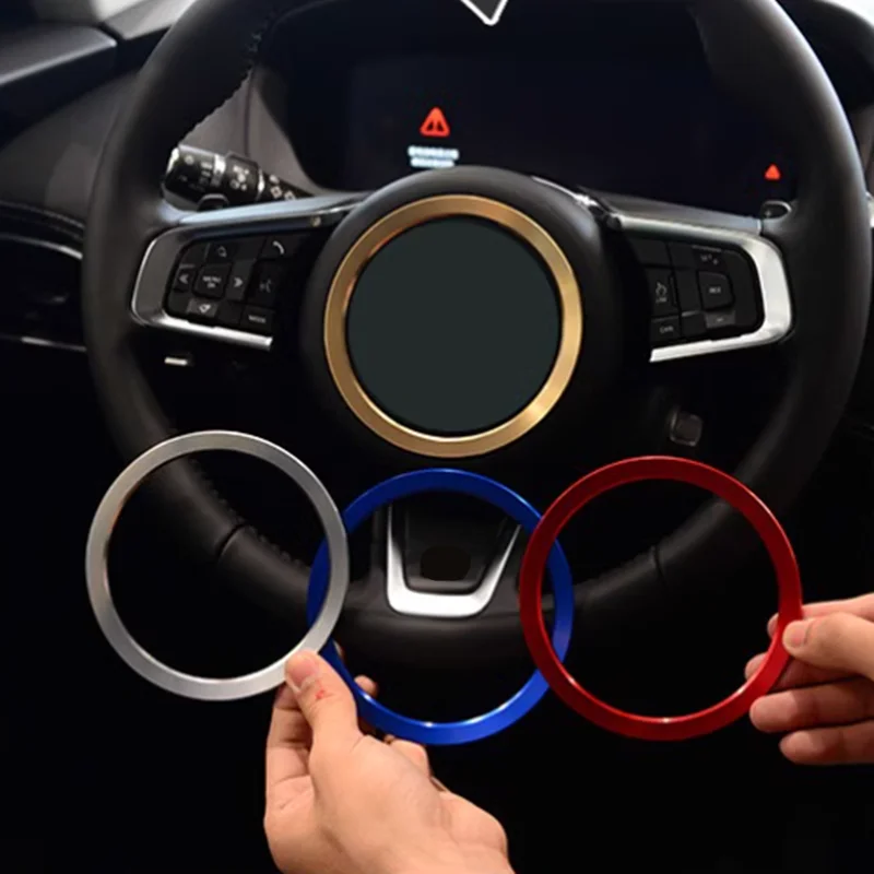 Jaguar Steering Wheel Center Ring Decoration with Aluminum Sequin Frame