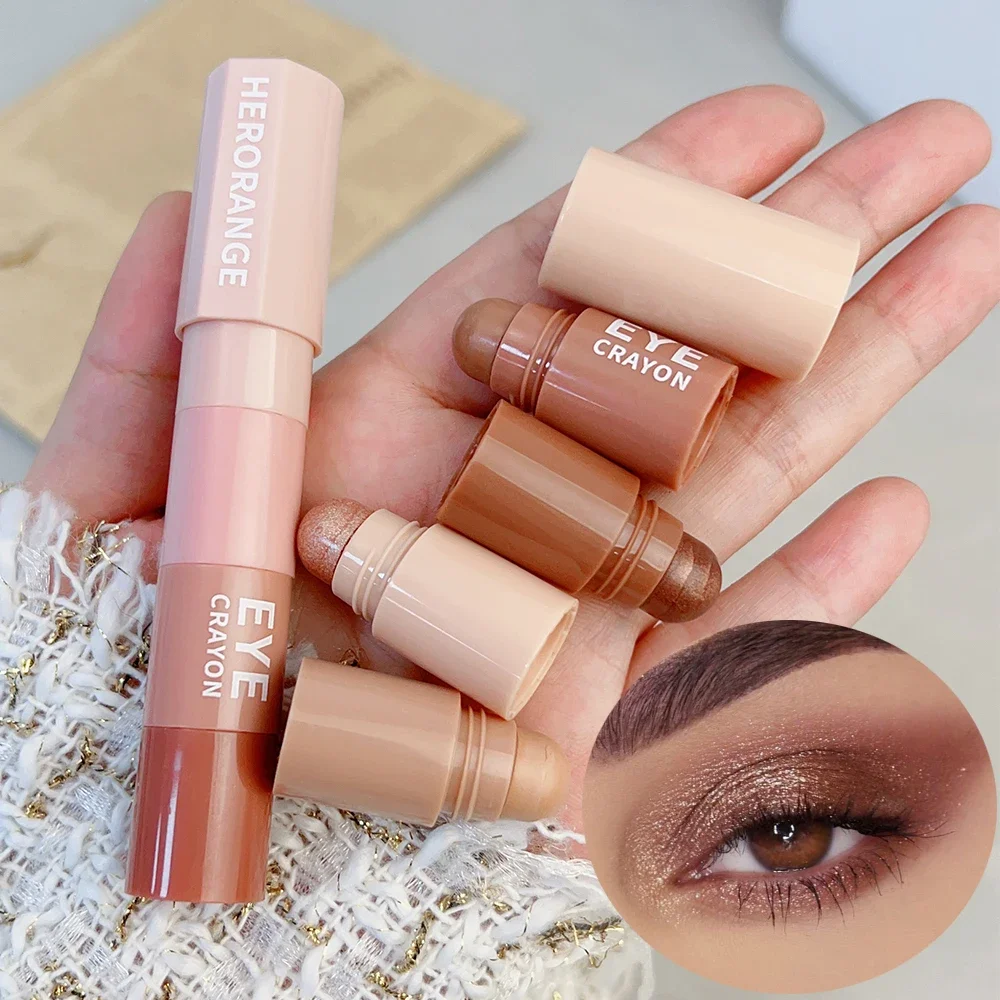 4 In 1 Pearlescent Eyeshadow Highlighter Pencil Stick Waterproof Lasting Glitter Eyeshadow Eyeliner Pen Stick Eyes Makeup Tools