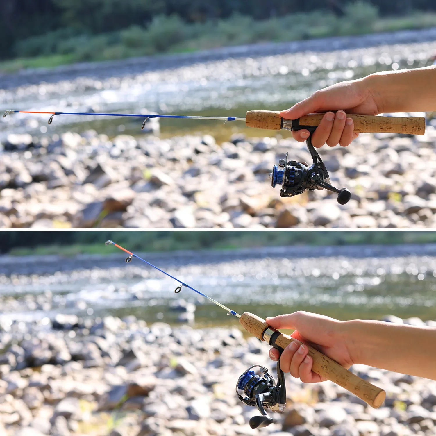 Sougayilang Ice Fishing Rod Combo Portable 2 Sections Ultralight Winter Fishing Rod and Reel Set 71cm 68cm Spinning Set fishing pole set fishing rod and reel combo fishing rod