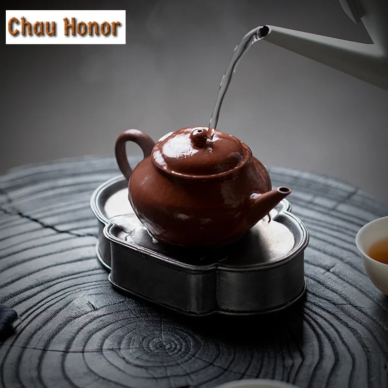 Japanese Teapot Dry Bubble Tray Household Tin Zen Gingko Small Water Storage Tea Tray Pot Raising Platform Tea Kung Fu Teaware