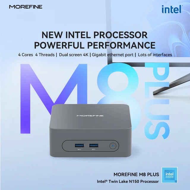 MOREFINE Mini PC Windows11 12th Gen N150 Processor(Up to 3.6GHz)Mini Desktop Computer 8G RAM 256G SSD Support 4K@60 WiFi5/BT 4.2