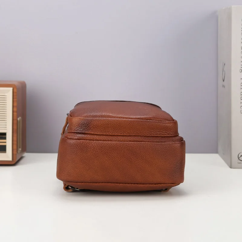 Luxury Designer Mens Genuine Top Grain Leather Chest Bag image 15