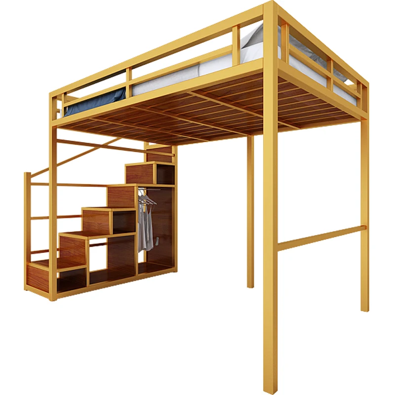 Железная художественная поднятая кровать, Чердачный столик для маленькой квартиры, домашняя взрослая чердачная кровать для экономии места для высоких и низких кровати.