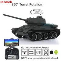 FPV Camera HENG LONG 1/16 7.0 Plastic T34-85 RC Tank 3909 360° Turret Steel Gearbox Infrared Function Engine Smoke BB TH17782 1