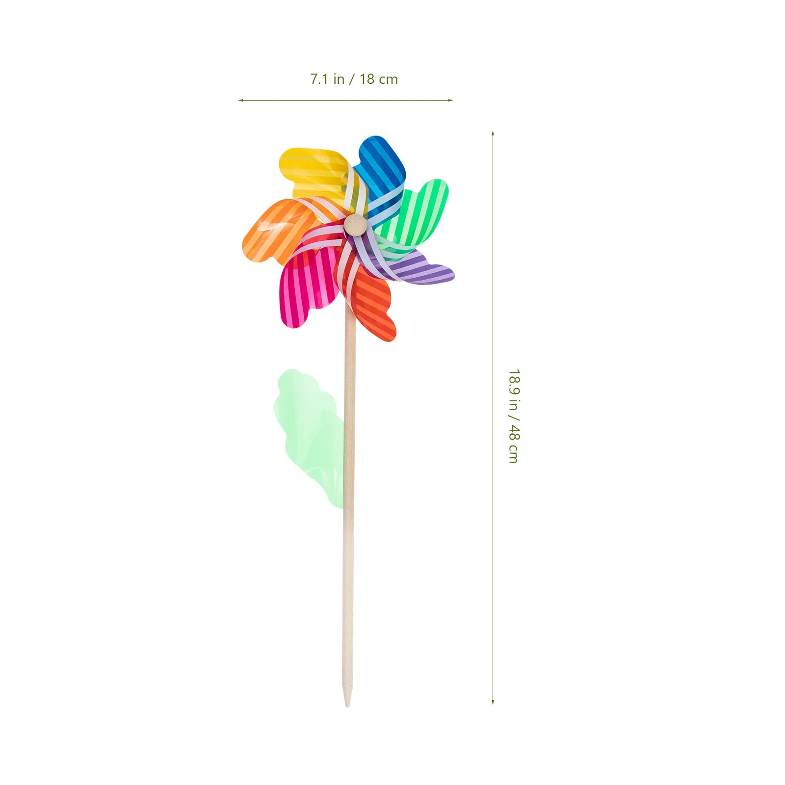6개의 정원 바람개비 장식 세트, 나무 기둥이 있는 무지개색 바람개비, 야외 마당 장 회전 바람개비, 마당, 파티오, 집 장