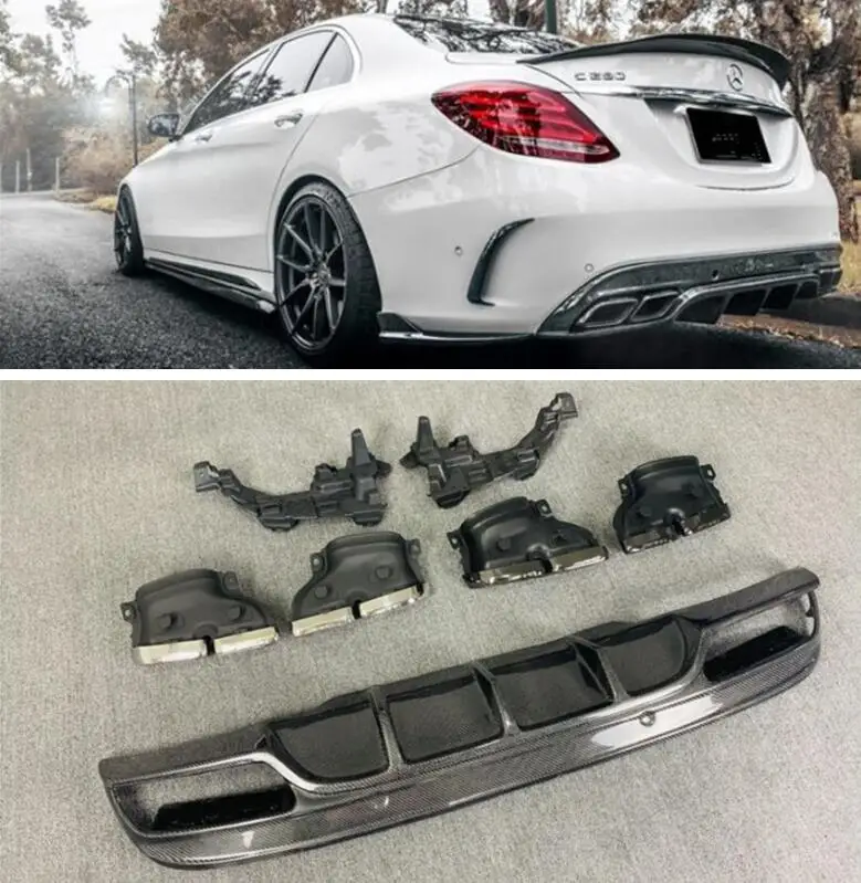 

FD STYLE CARBON FIBER REAR BUMPER TRUNK LIP SPOILER DIFFUSER For Mercedes-Benz C Class W205 C180 C200 C260 C300 C63 2015-2021