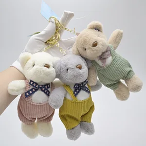 new popular Cute exquisite  Cool straps Bear Plush Toy Keychain  Bag Pendant Creative fashione Grab Machine Doll birthday gift