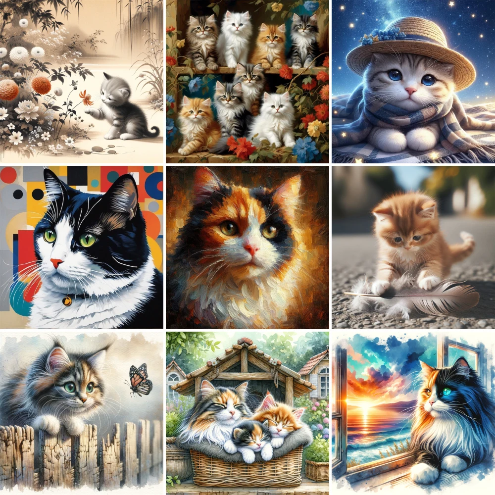 Tier Haustier Katze gedruckt Stoff Kreuz stich komplette Kit Stickerei Hobby handgemachte Handarbeit Handwerk Geschenk Wohnkultur Paket