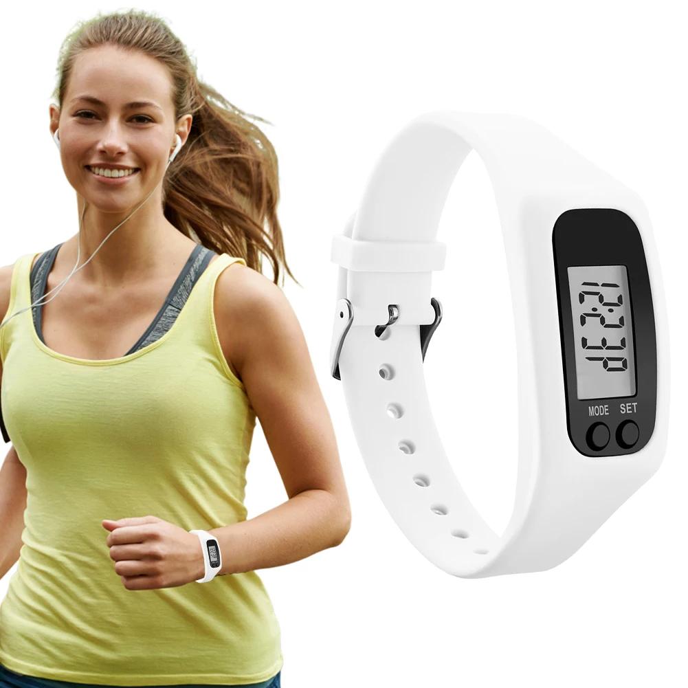 LED Pedometer Bracelet Wrist Calorie Counter 12/24H Time Display Walking Running Pedometer Fitness Watch for Outdoor Sports 1