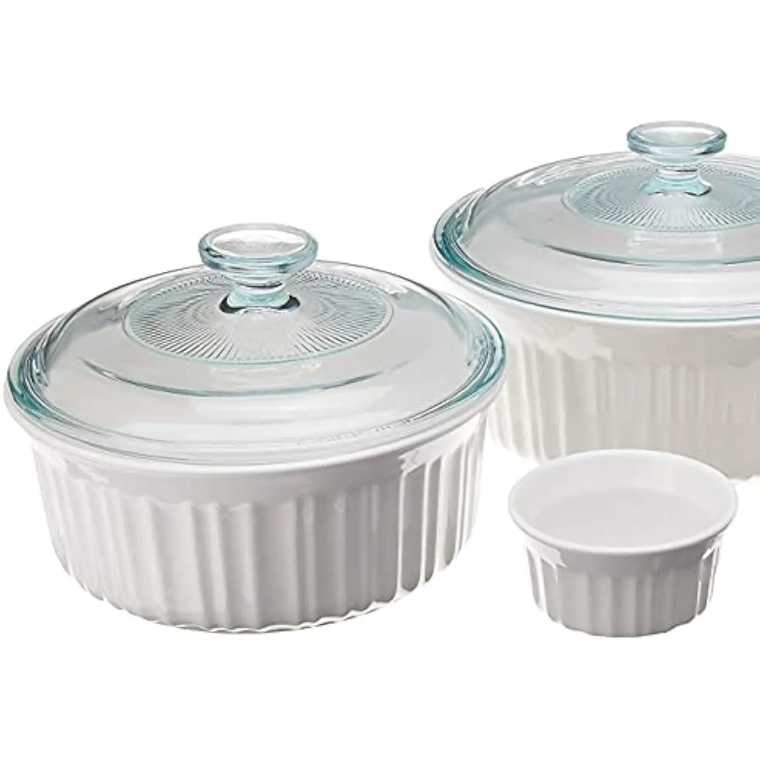 French White 10-Pc Ceramic Bakeware Set with Lids, Chip and Crack Resistant Stoneware Baking Dish, Microwave, Dishwasher, Oven,