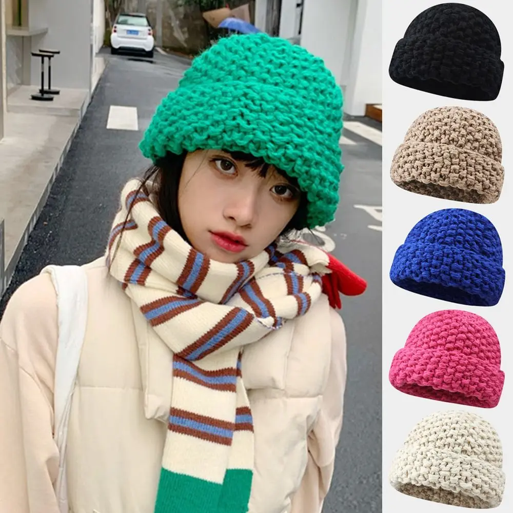 

Thickened Beanie Hat Fashion Wool Keep Warm Knitted Cap Plush Hat Winter
