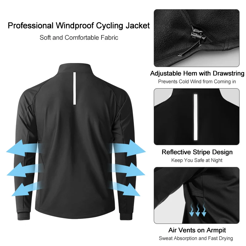 LAMEDA Men&lsquo;s&rsquo; Cycling Jackets Lightweight Winter Bike Windbreaker Bicycle Jacket Man Reflective Strips MTB Cycling Clothing