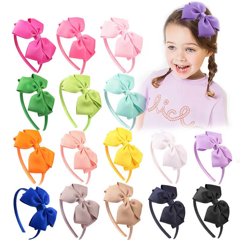 

50Pcs/pack 4'' Bow Headbands For Baby Girl Cute Solid Grosgrain Ribbon Hairband Hair Hoops Kids Headwear Child Hair Accessories