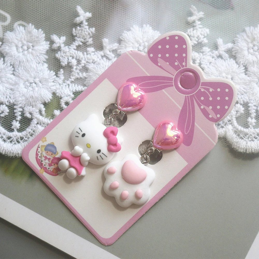 Cute Pink Cats Clip on Earrings For Kids Girls Earrings Jewelry No Pierced Children Women Cute ear clip earrings clip earrings ear clip