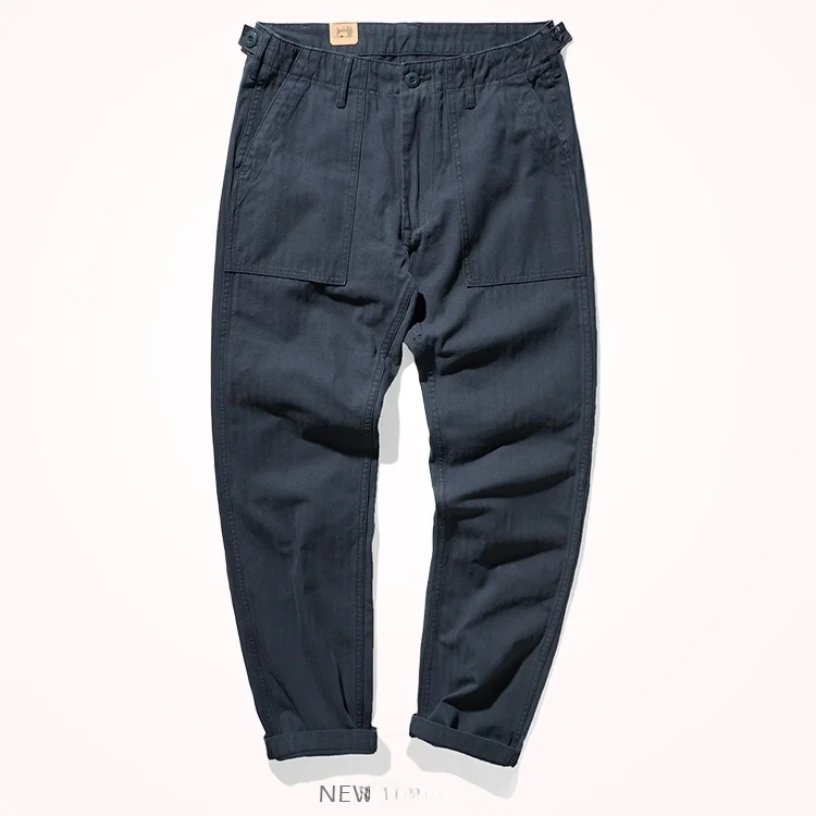 Retro American Casual Work Pants Men's Straight Leg Long Cotton Pure Weave Fibone Pattern Knitted Trousers Faion Urban Sle