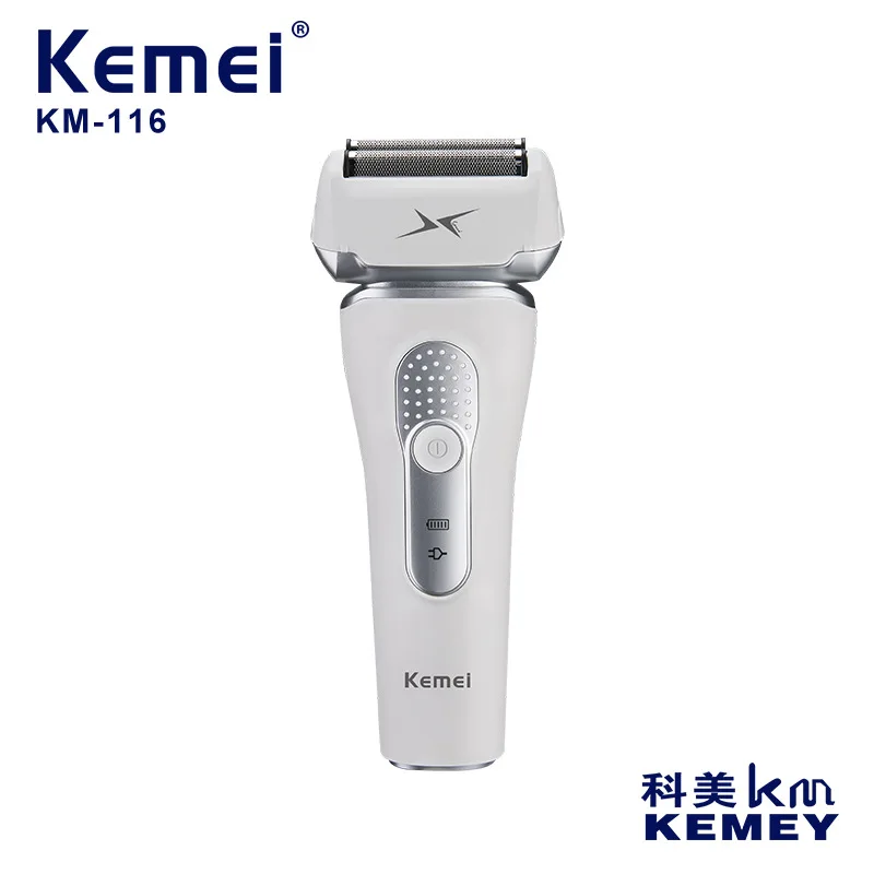 

Kemei Double Blade Reciprocating Floating Shaver Classic Design Waterproof Smooth Fast Chargeable Shaver For Men KM-116