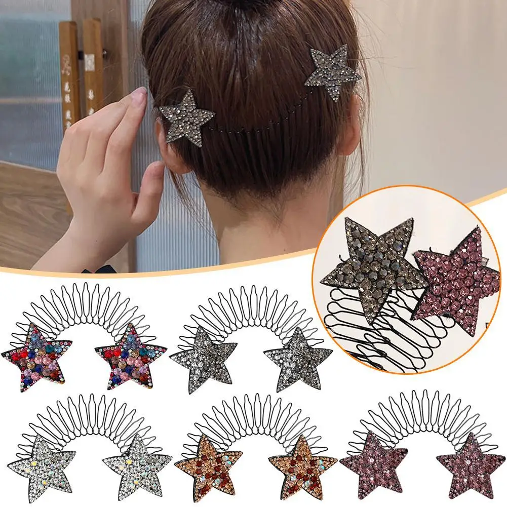 Diamond Star Hair Comb Women Back Brain Spoon Fragment Hair Sorter Kids Spring Small Hairpin Comb Hairstyle Fixator Headwear