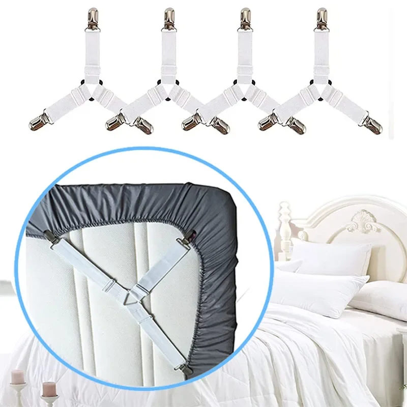 4pcs Bed Sheet Clip Elastic Straps Adjustable Clip Bed Sheet Fasteners Holder Gadgets for Home Organizer Mattress Cover Clips 1