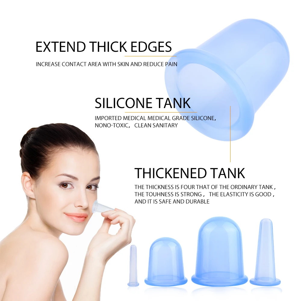 Silicone Facial Massage Cupping Set Vacuum Body Massager Cup Ventouse Anti Cellulite Therapy Face Suction Cups Massage Kit 3